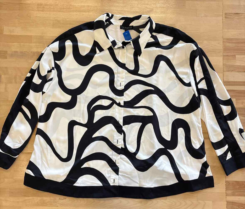 Eloquii Size 24 Black White Blouse