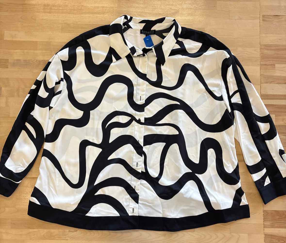 Eloquii Size 24 Black White Blouse