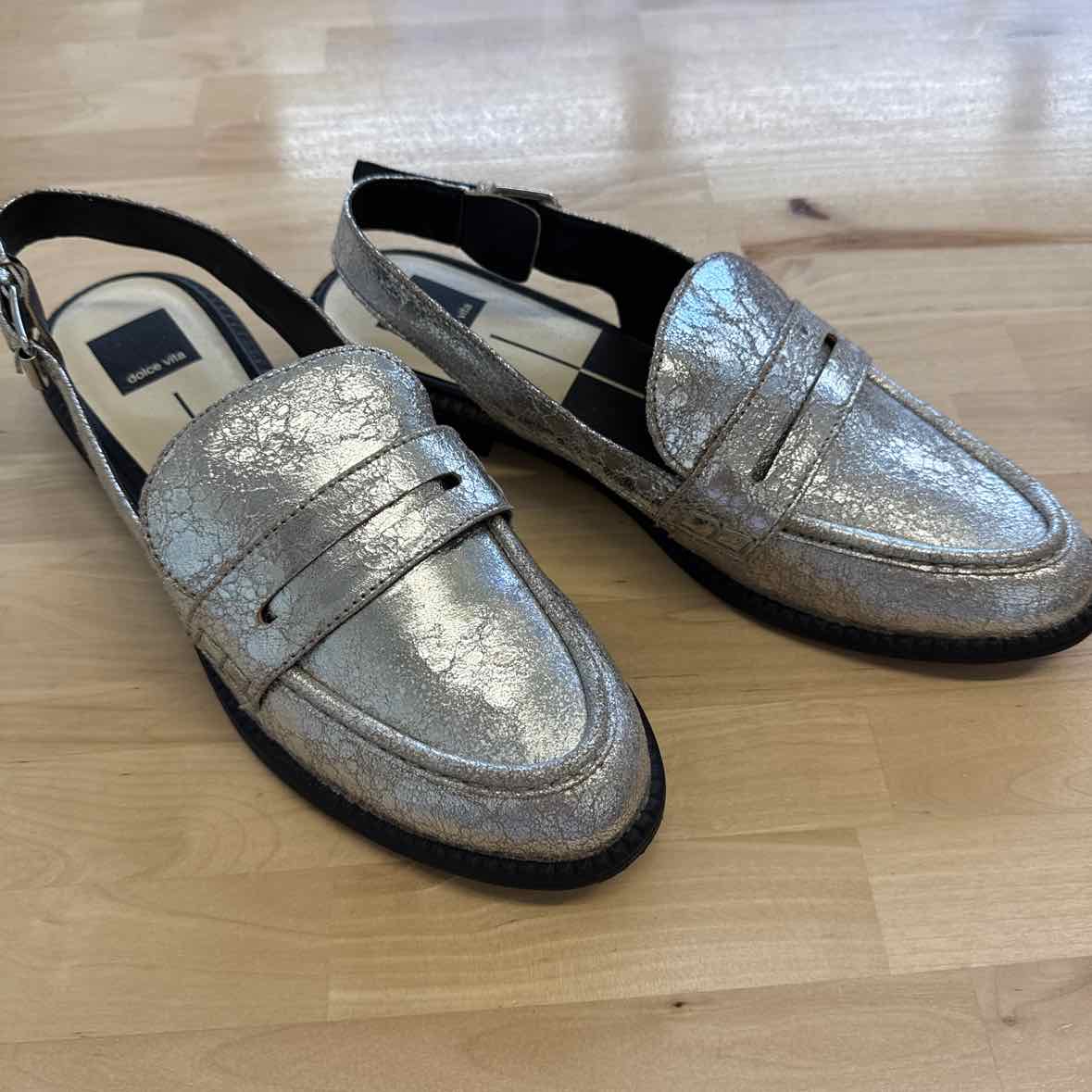 Dolce Vita Shoe Size 9.5 Silver Hardi Loafer Slingback Mules
