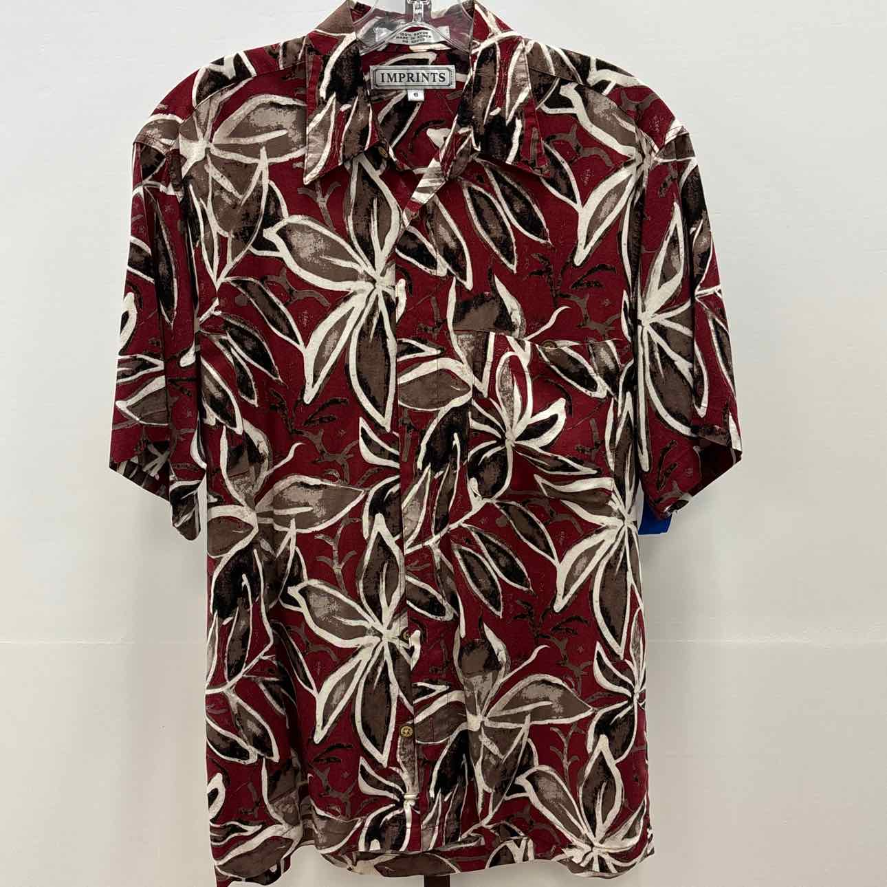 Imprints Size S Red Preloved MENS Button Down Shirt