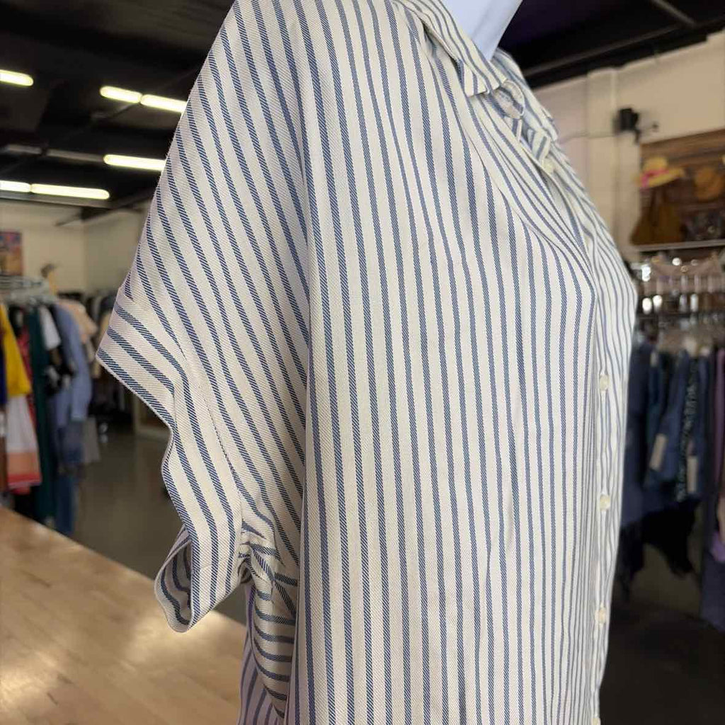 Madewell Size S White Blue viscose Preloved Button Down SS