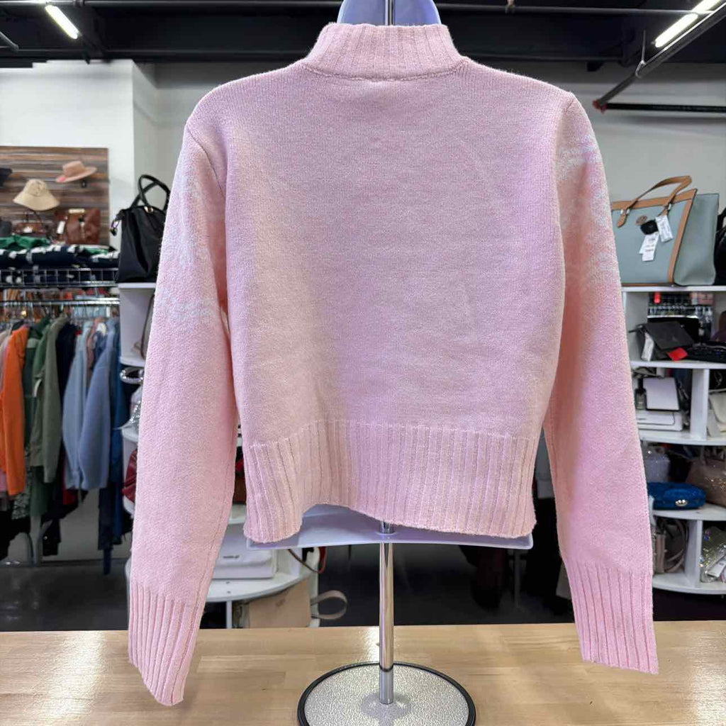 Planet Heart Juniors Fair Isle Zip-Front Sweater - Icy Pink M