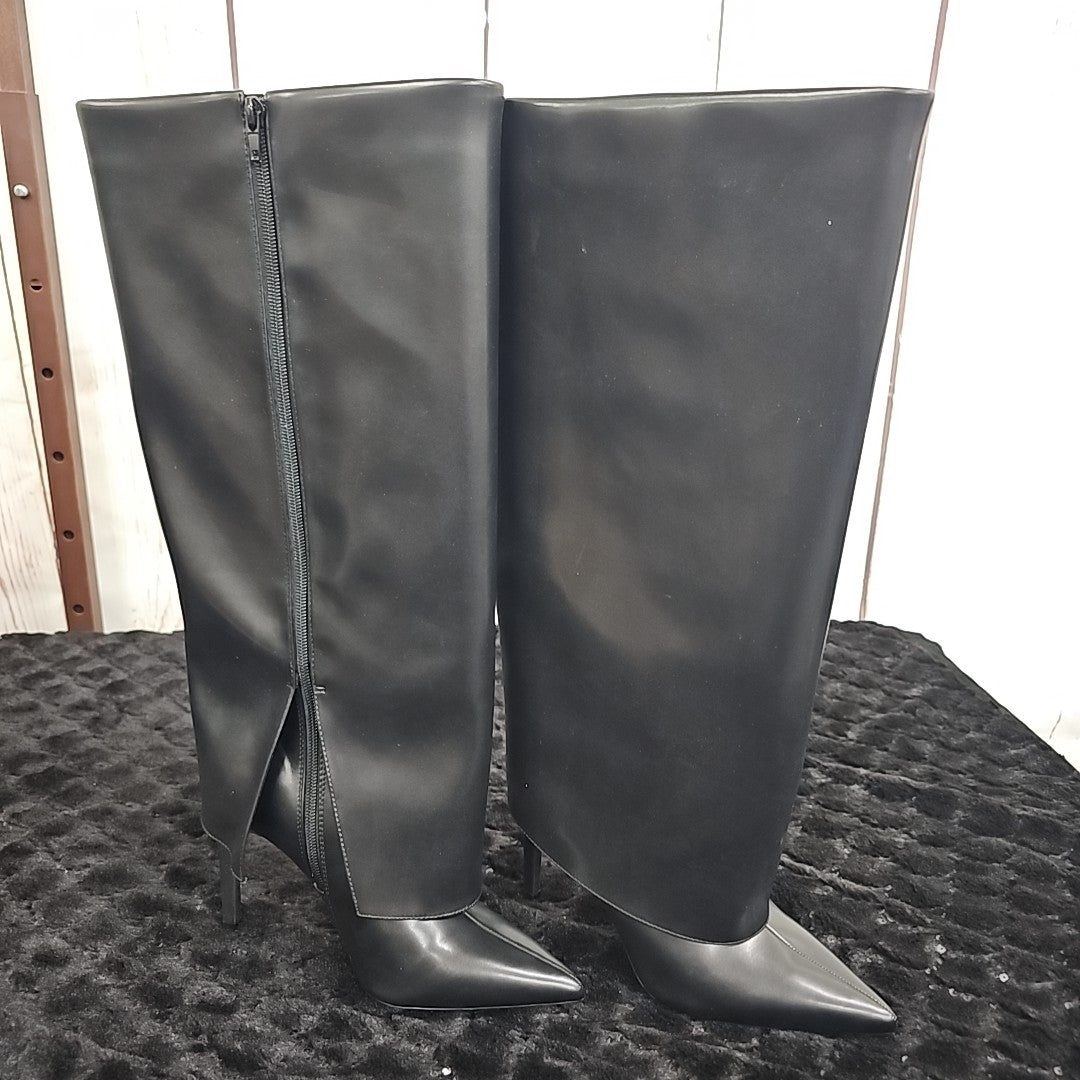 INC Shoe Size 7 Black Skylar Wide-Calf Fold Over Cuffed Knee High Boots NWT