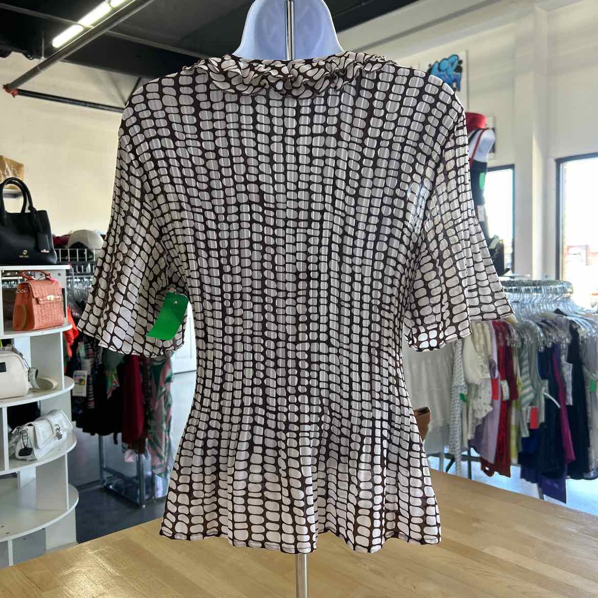 Sunny Leigh Size L White Brown Preloved Blouse SS