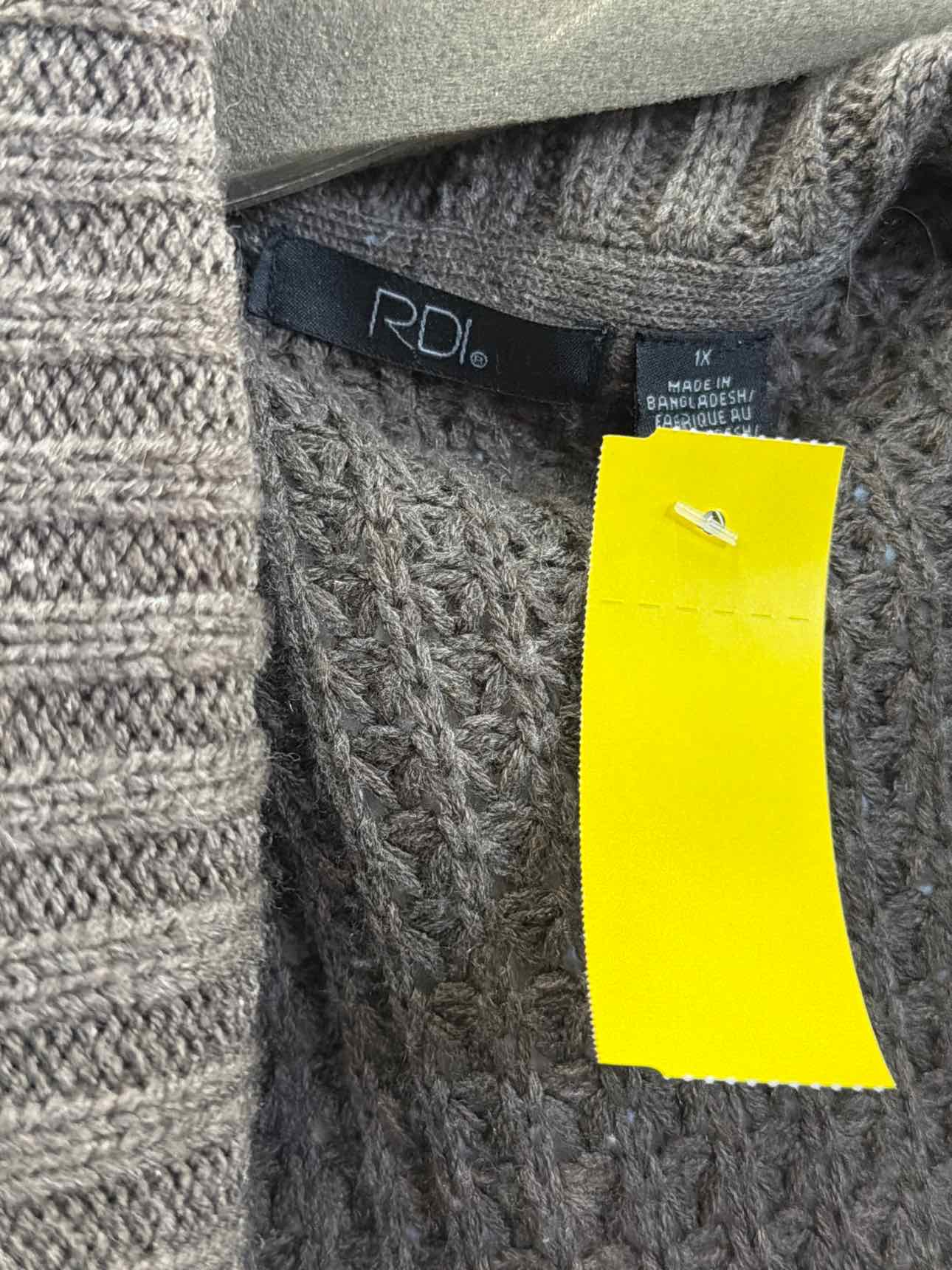 RDI Size 1X Gray Knit Cardigan