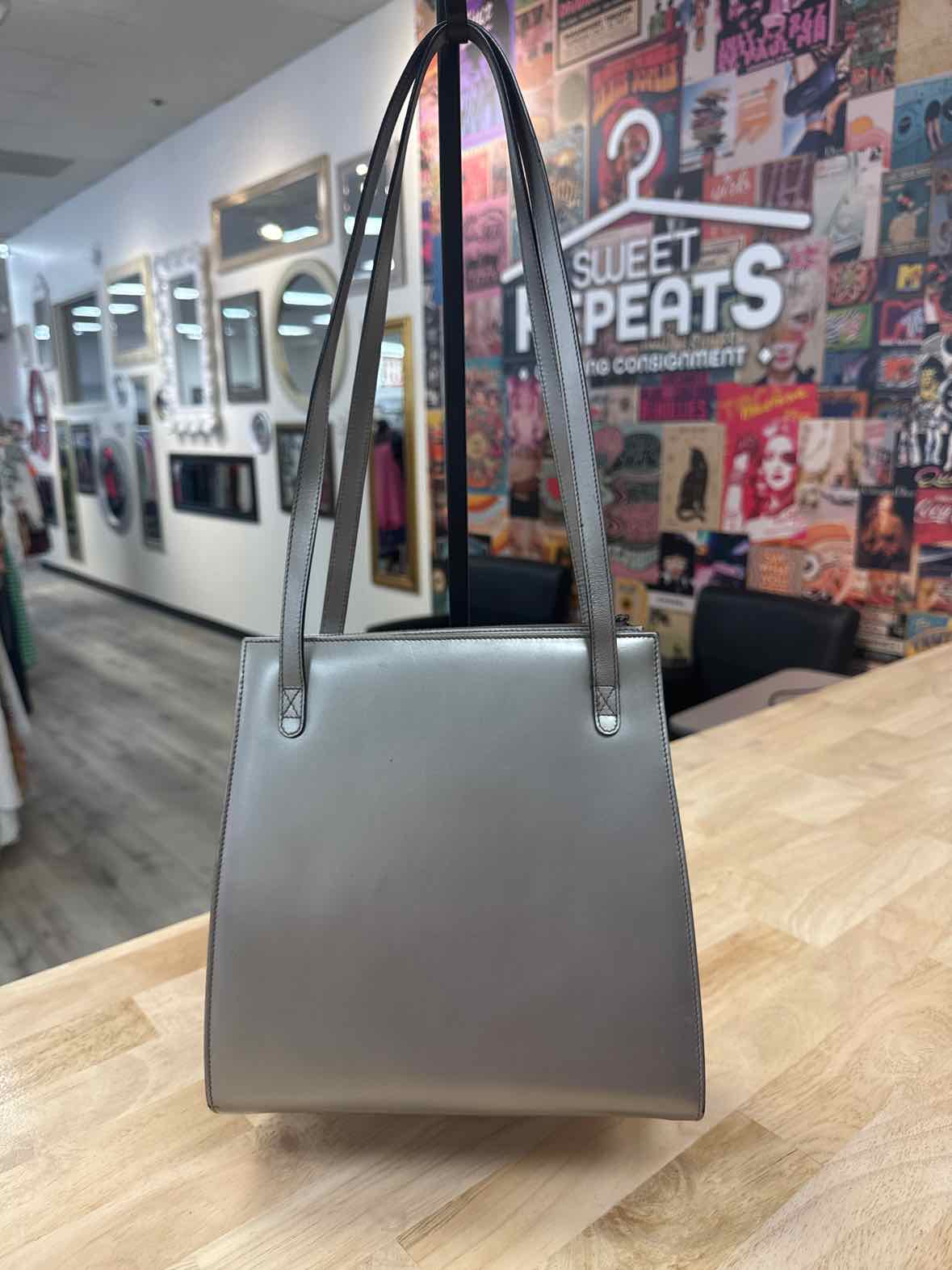 Salvatore Ferragamo Gunmetal Silver Shoulder Preloved Handbag