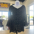 AGB Size L Black/White Polyester Preloved Blouse LS