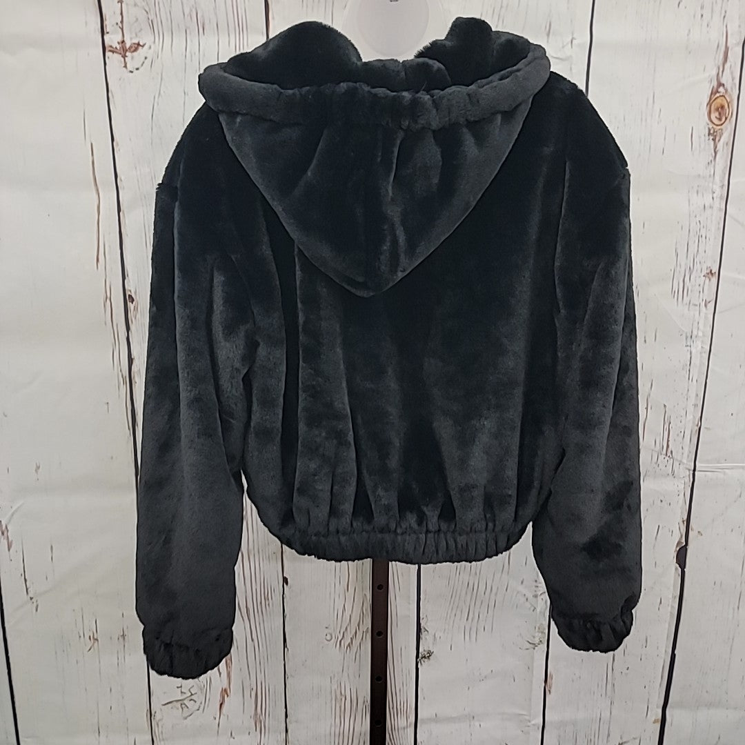Planet Heart Size M Faux-Fur Cozy Zip-Front Jacket - Black NWT