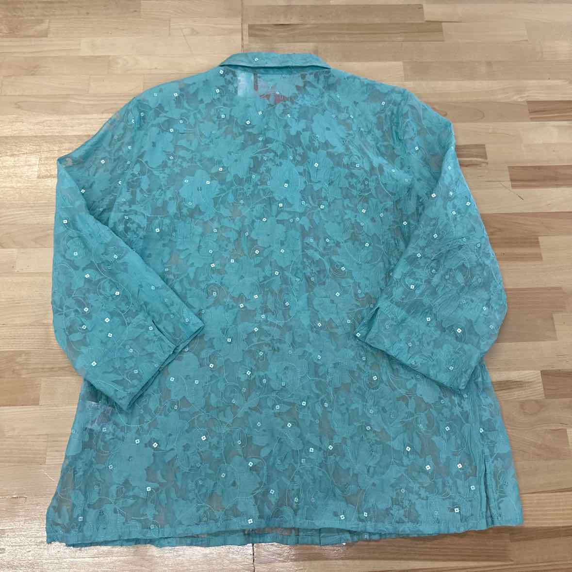 Alfred Dunner Size 14 Teal Button Down Shirt