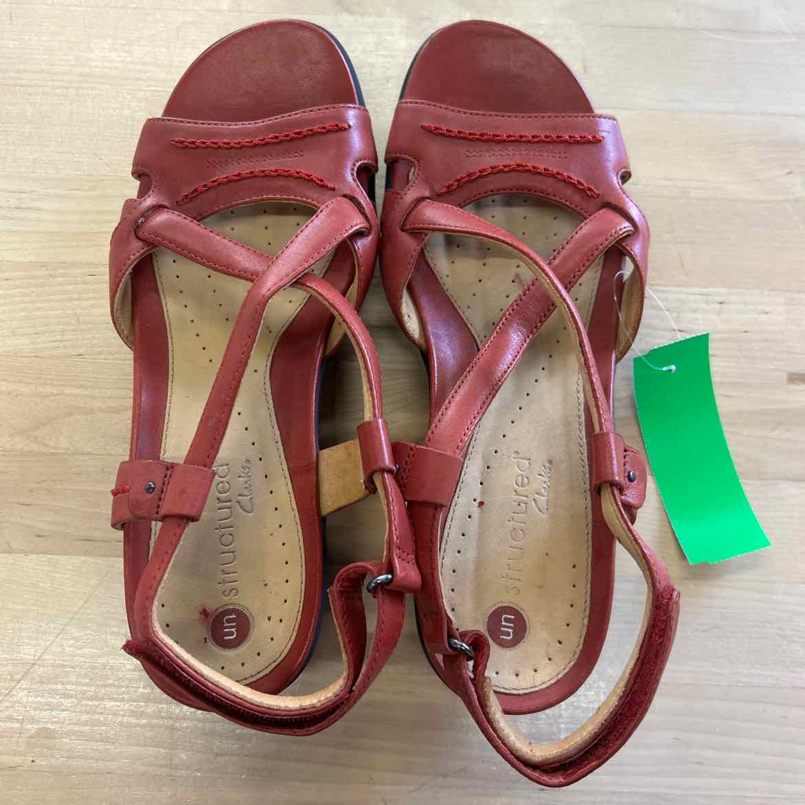 Clarks Size 6 Red Preloved Sandals