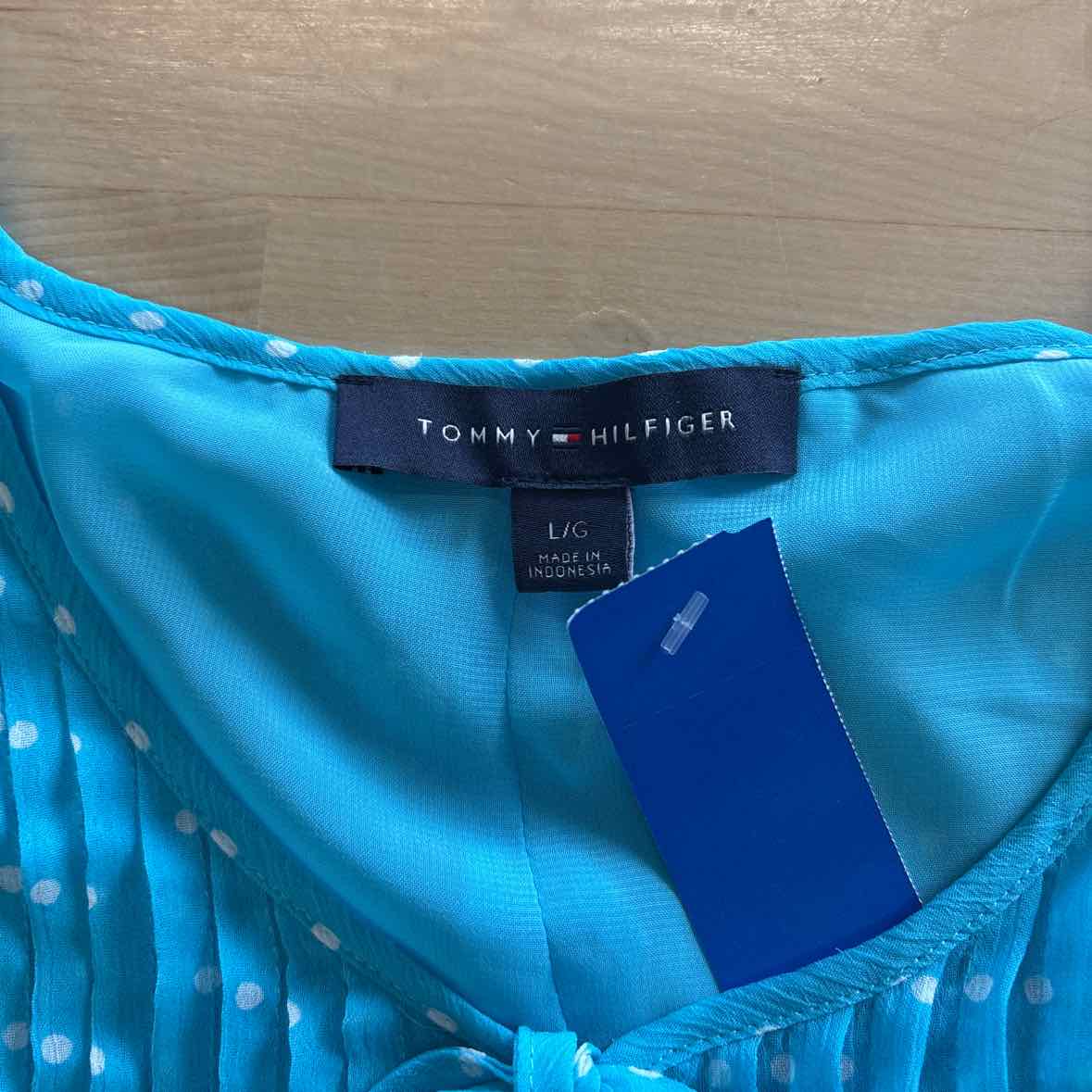 Tommy Hilfiger Size L Blue Preloved Blouse LS