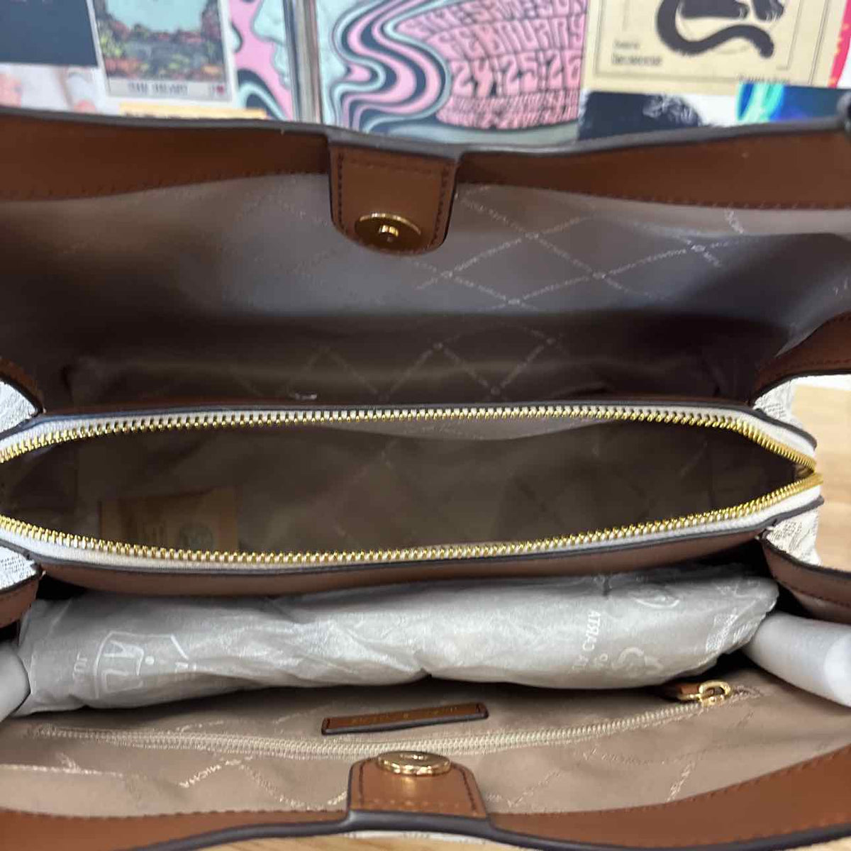 Michael Kors Cream/Brown Handbag