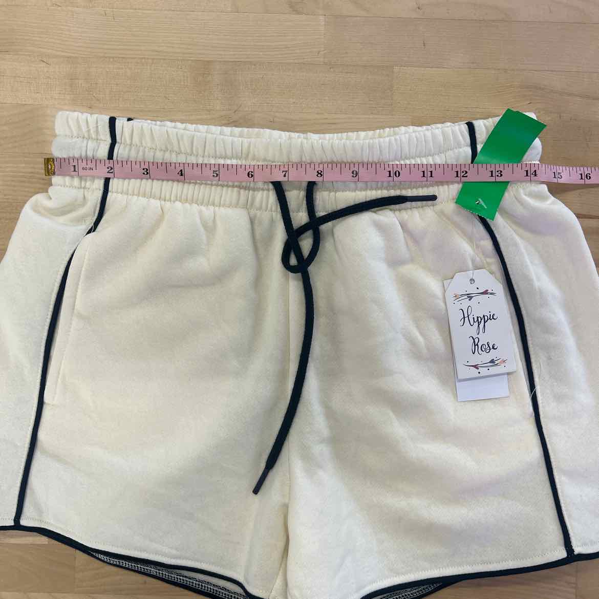 Hippie Rose Juniors' Contrast-Piped Pull-on Sweatshorts - White W/ Navy - M