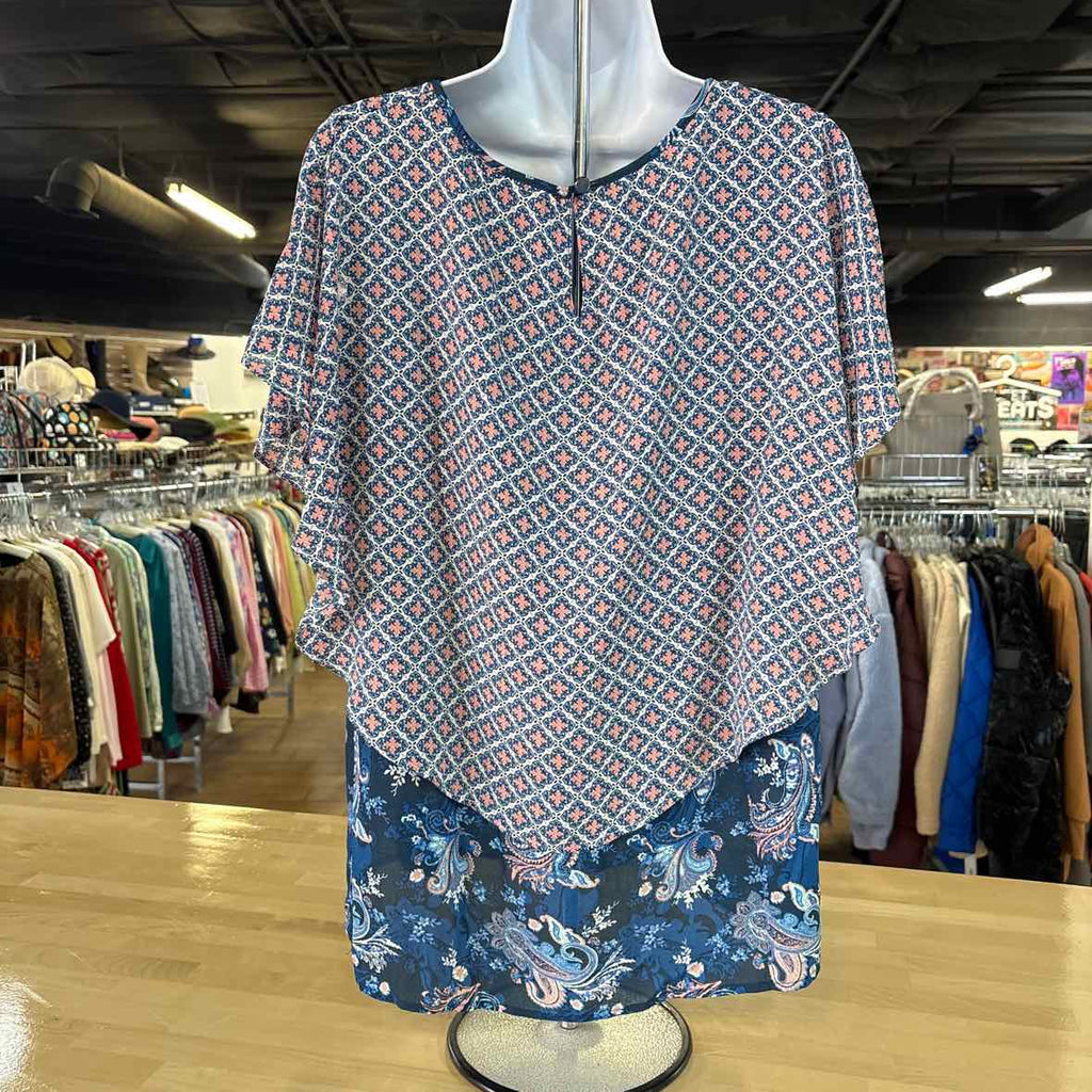 Notations Size PL Blue Pink Preloved Blouse SS
