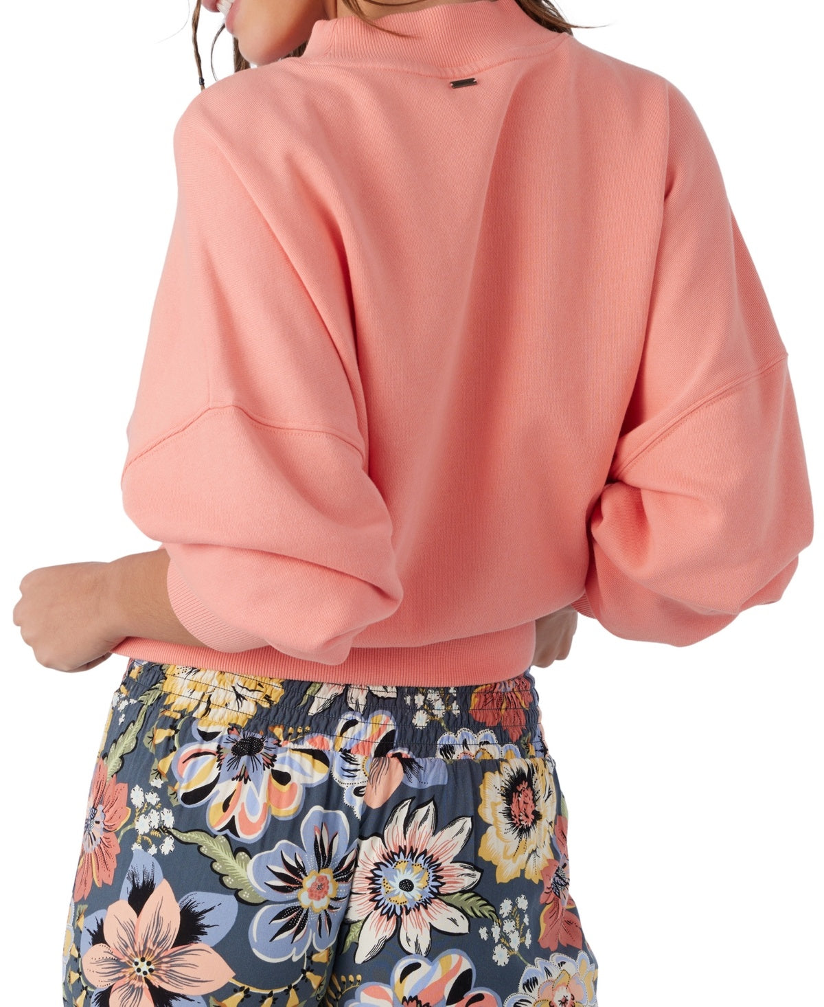 O'Neill Juniors' Moment Cropped Graphic-Print Sweatshirt - Burnt Coral