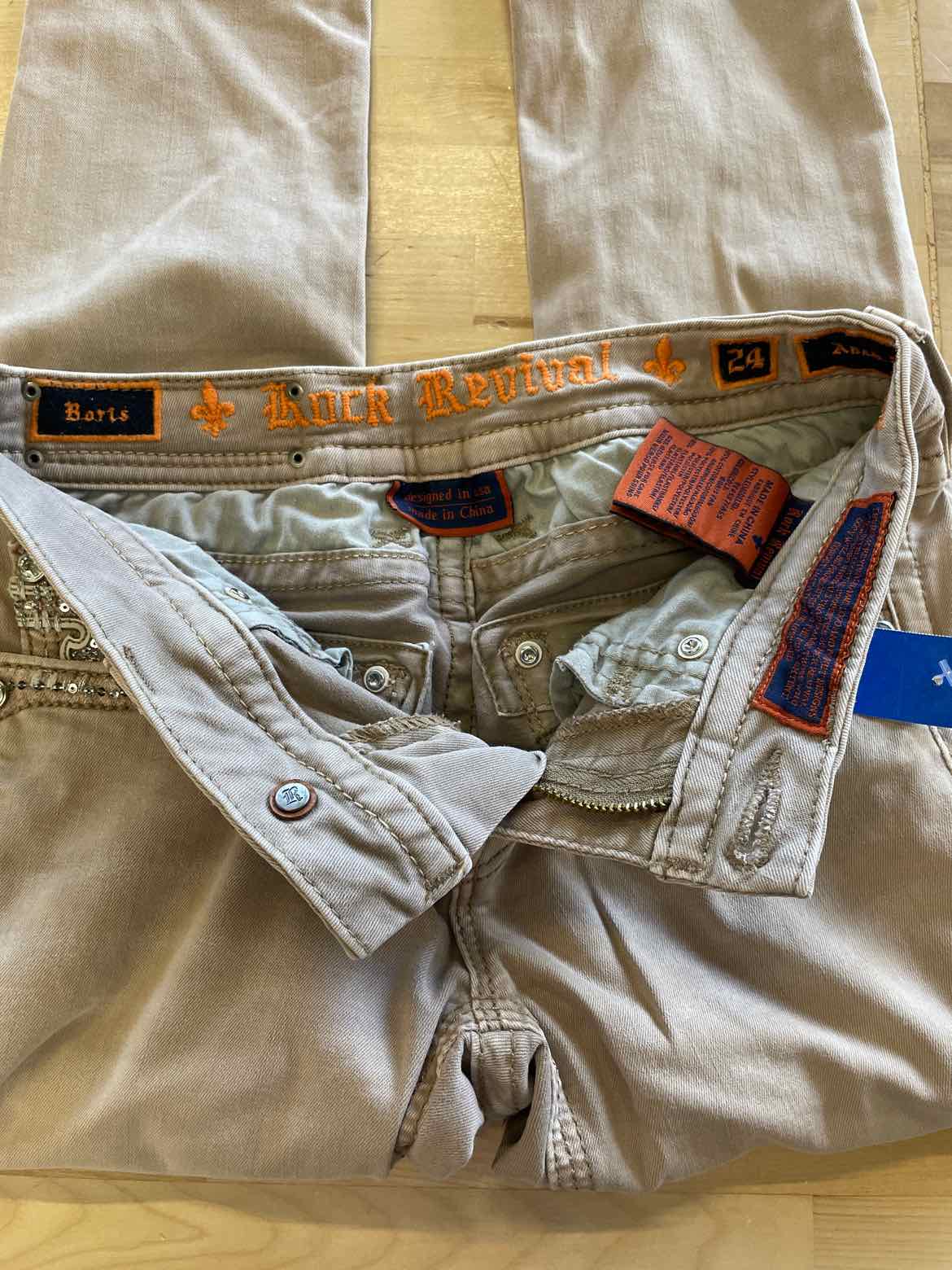 Rock Revival Size 24 Tan Jeans