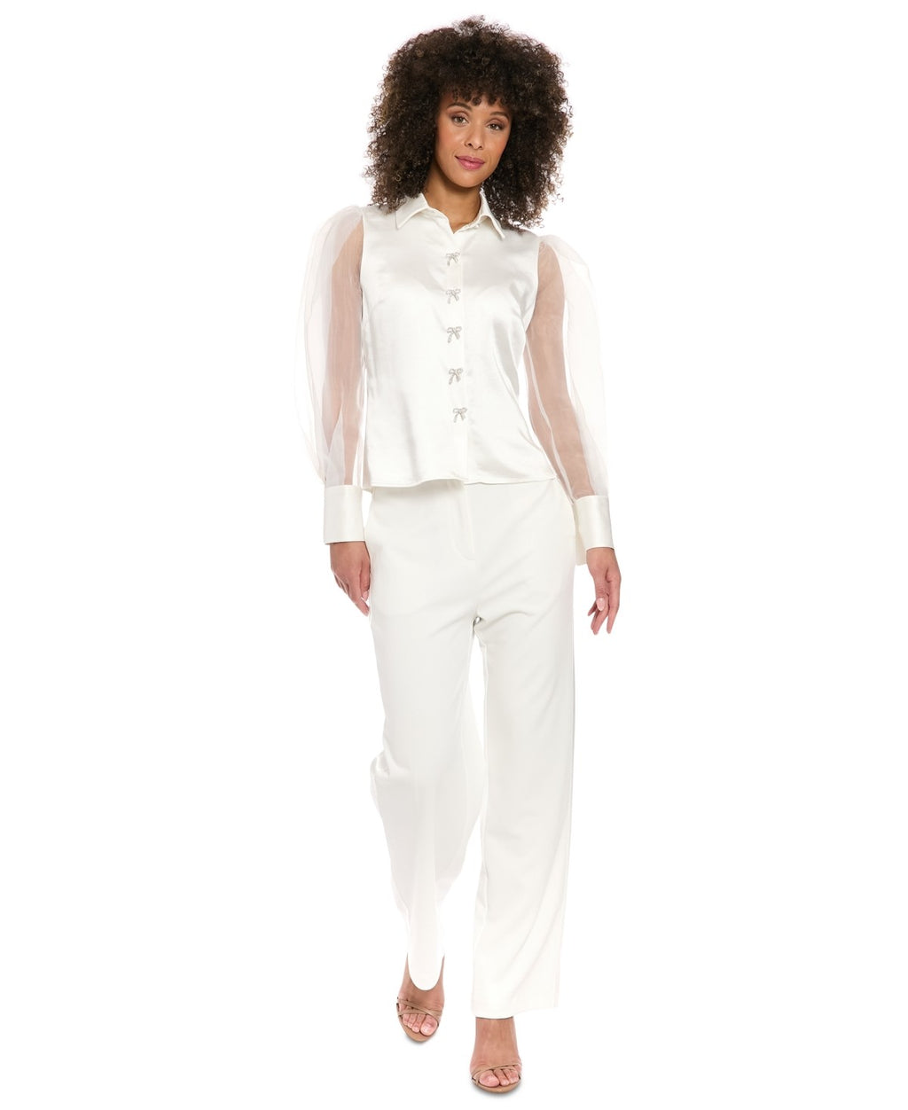 Muse Women's Straight-Leg Tuxedo Pants - Ivory