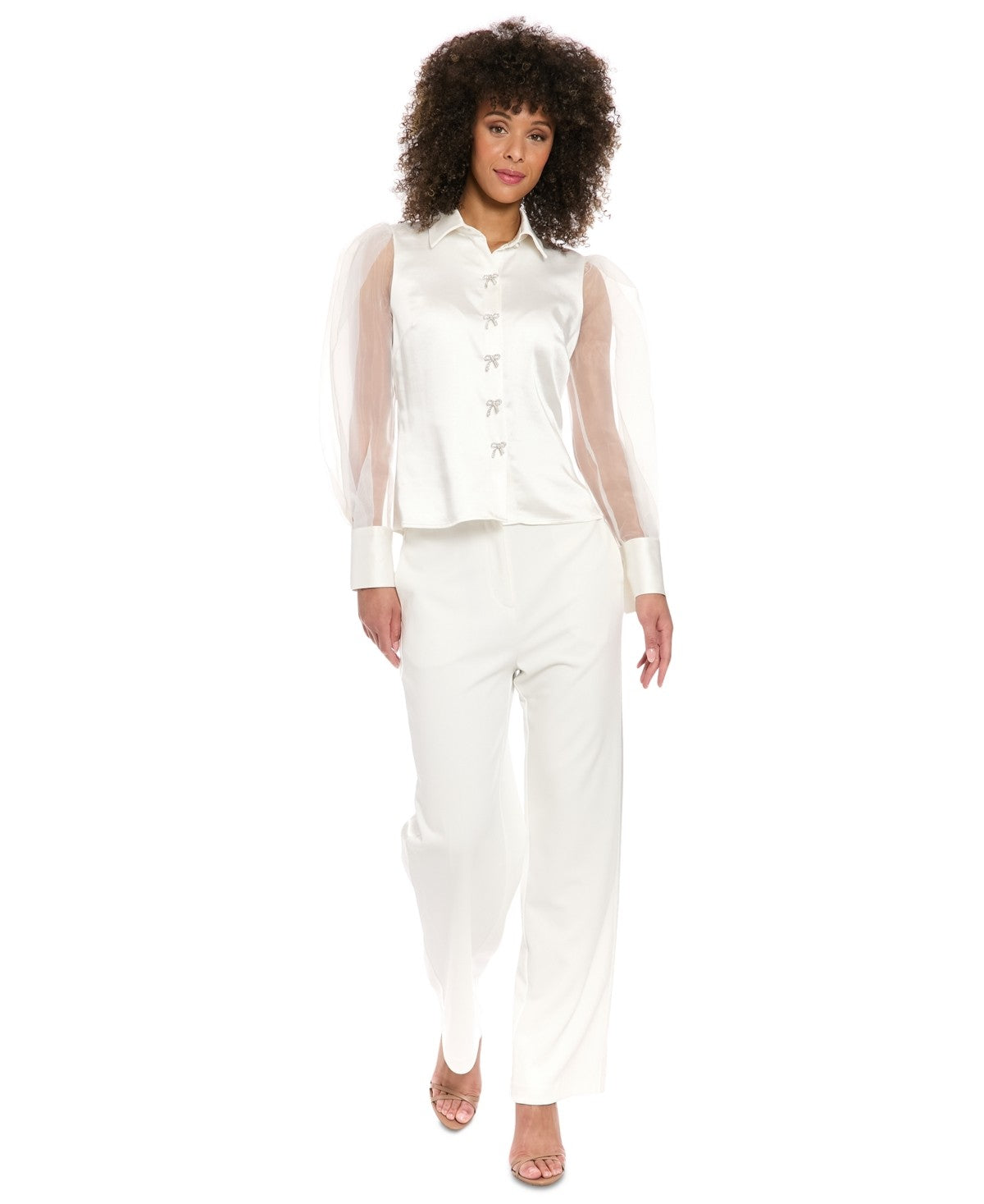 Muse Women's Straight-Leg Tuxedo Pants - Ivory