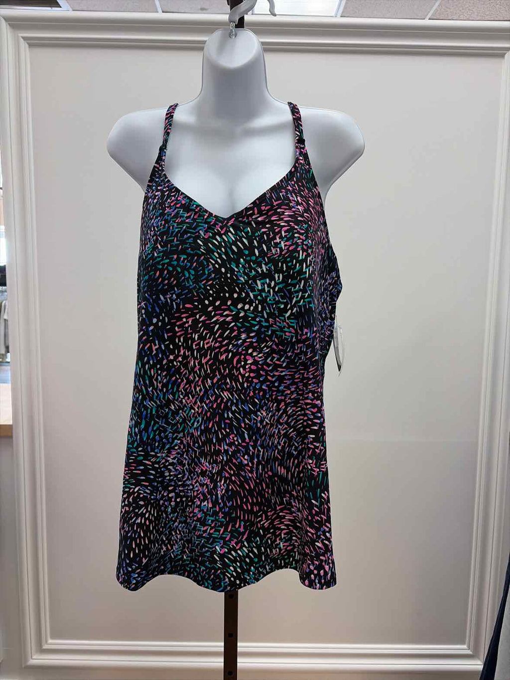 Island Escape Size 14 Black Pink Nylon Spandex New Swimsuit Bottom/Top