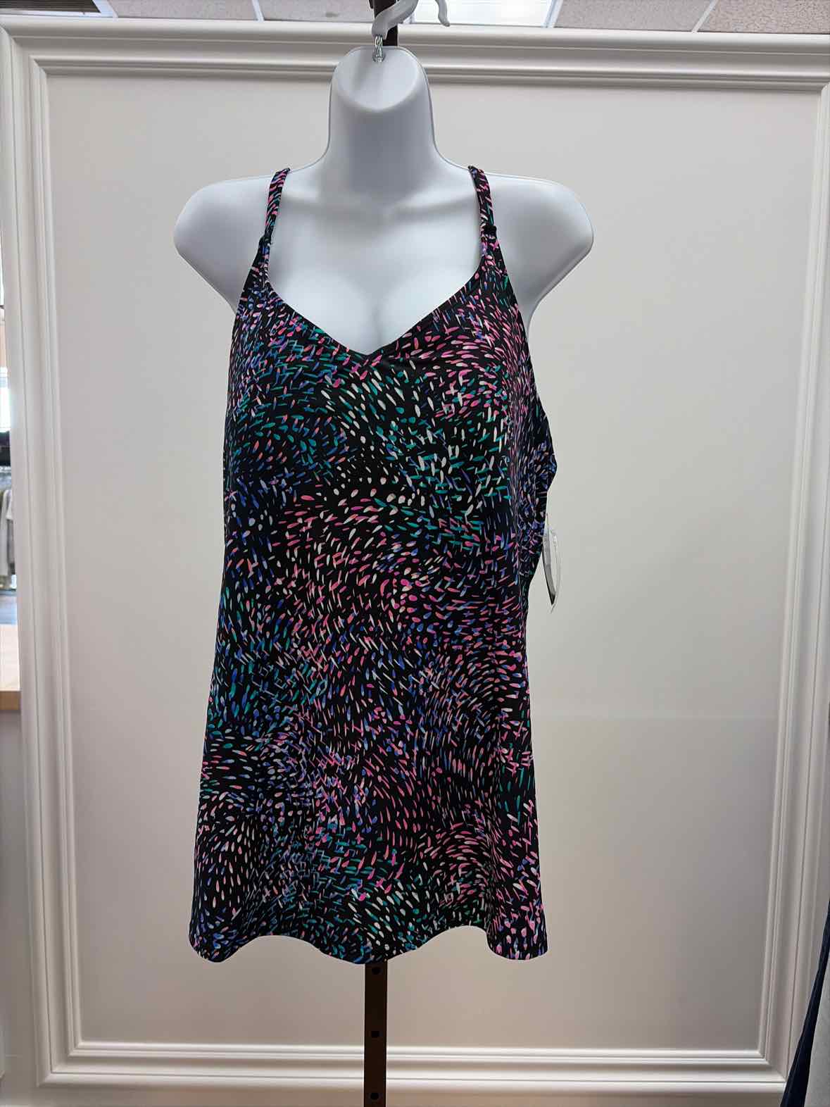 Island Escape Size 14 Black Pink Nylon Spandex New Swimsuit Bottom/Top