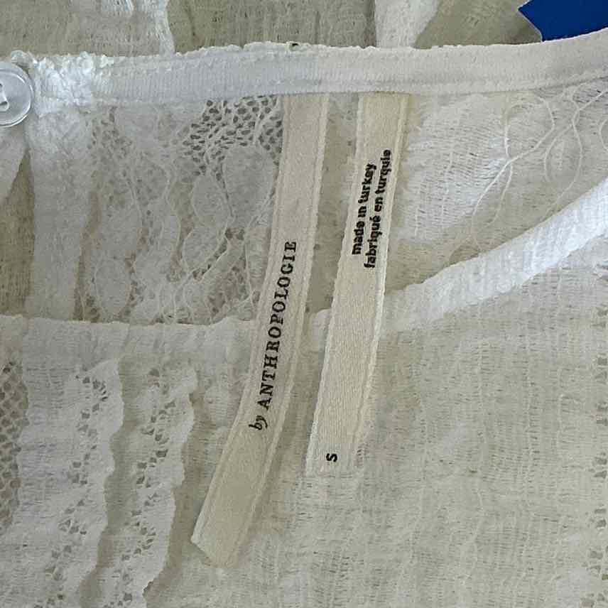 Anthropologie Size S White Lace Preloved Blouse SS