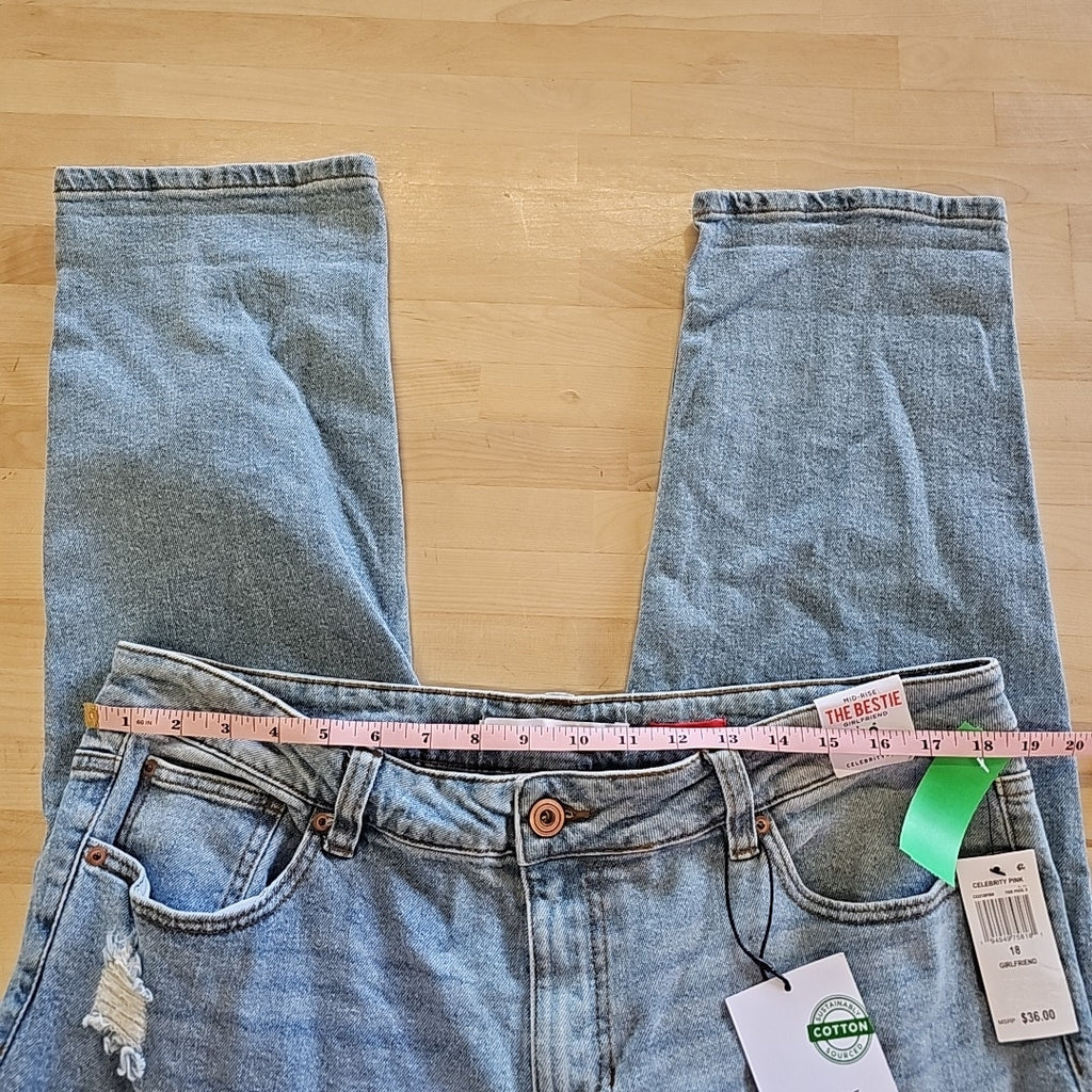 Celebrity Pink Trendy Plus Size Cuffed Girlfriend Jeans - Tide Pool - 18