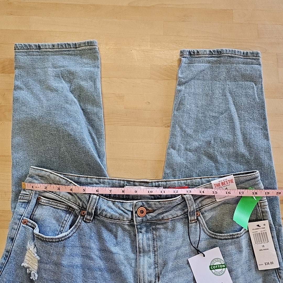 Celebrity Pink Trendy Plus Size Cuffed Girlfriend Jeans - Tide Pool - 18