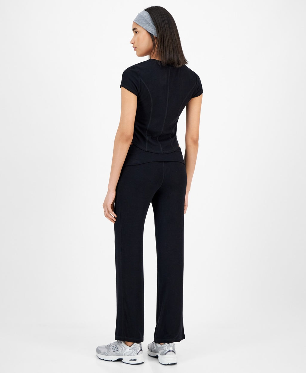 ultra flirt Size XL Ribbed Cropped Henley Short Sleeve - Black