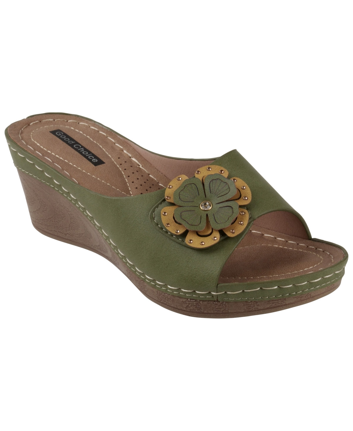 Good Choices Shoe Size 6 Green Slide Wedge Sandals