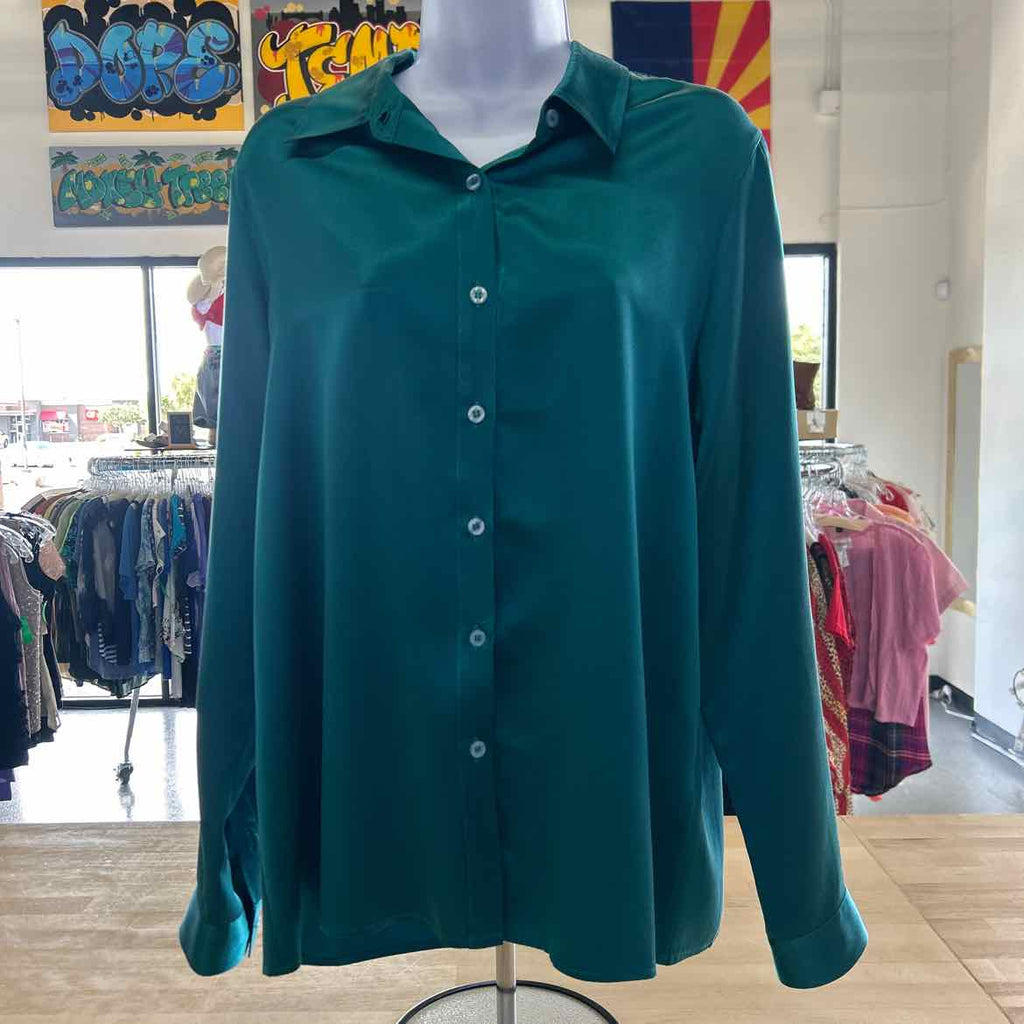 Slipintosoft Size L Blue Mulberry Silk Preloved Button Down LS