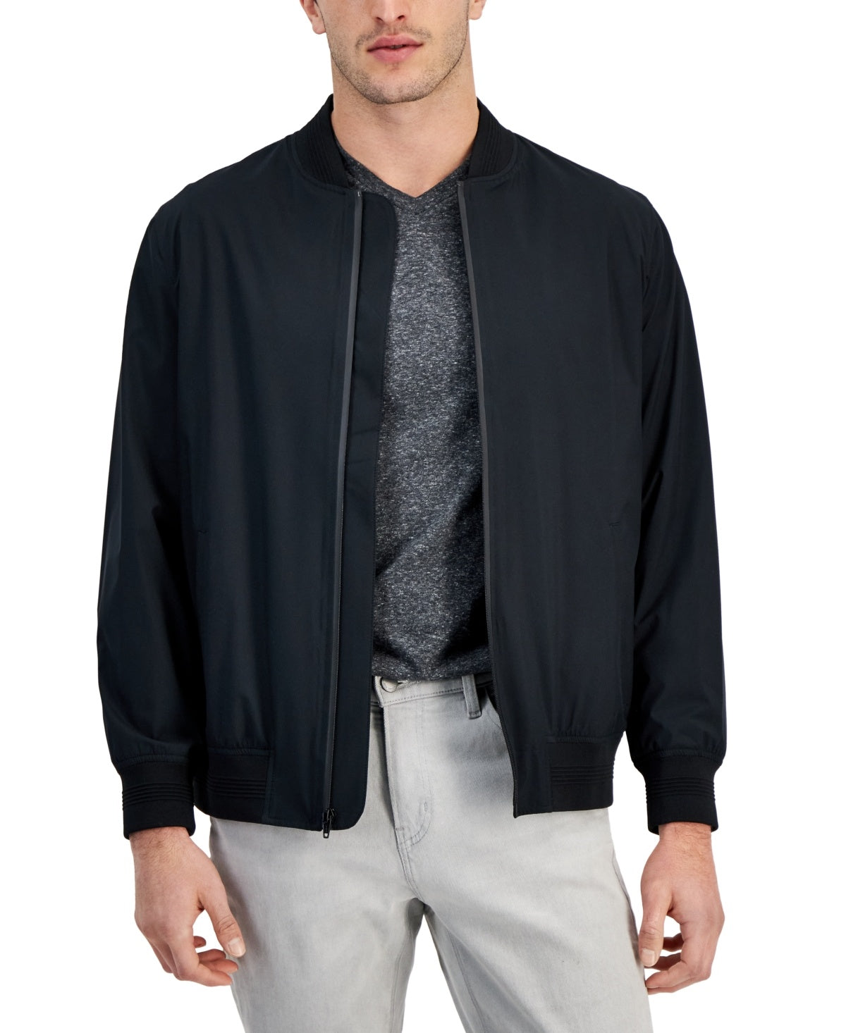 Alfani Size M Men's Regular-Fit Water-Resistant Full-Zip Bomber Jacket