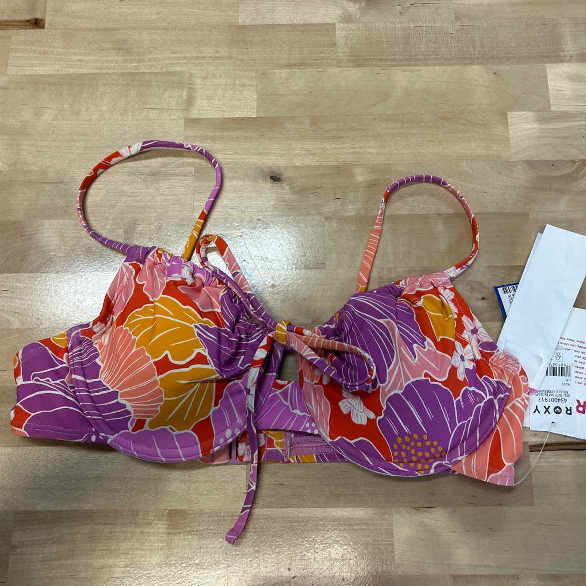 Women's Roxy Ruched Swim Bikini Top Juniors Medium Multi