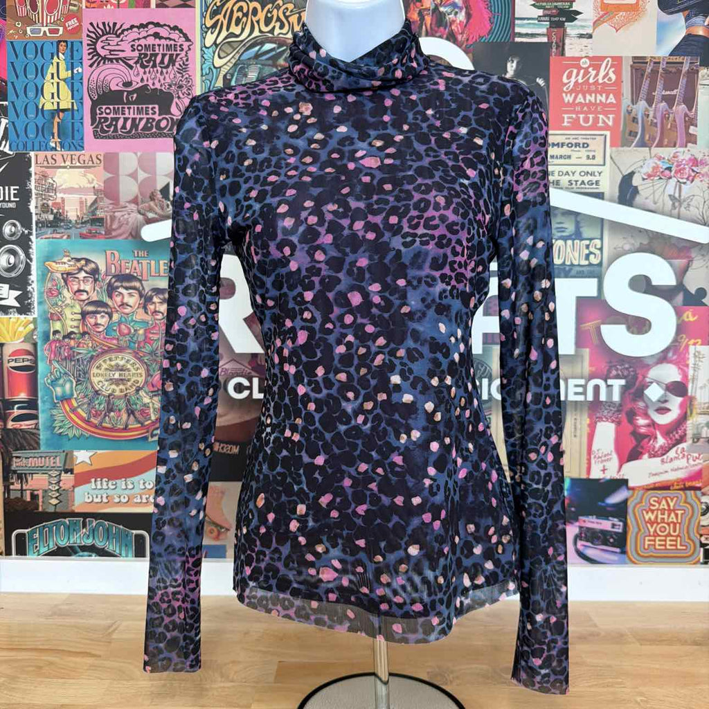 Steve Madden Size XS Fiona Mesh Turtleneck Top