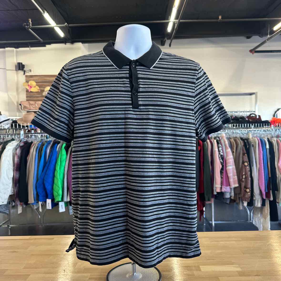 Calvin Klein Size L Gray MENS Polo