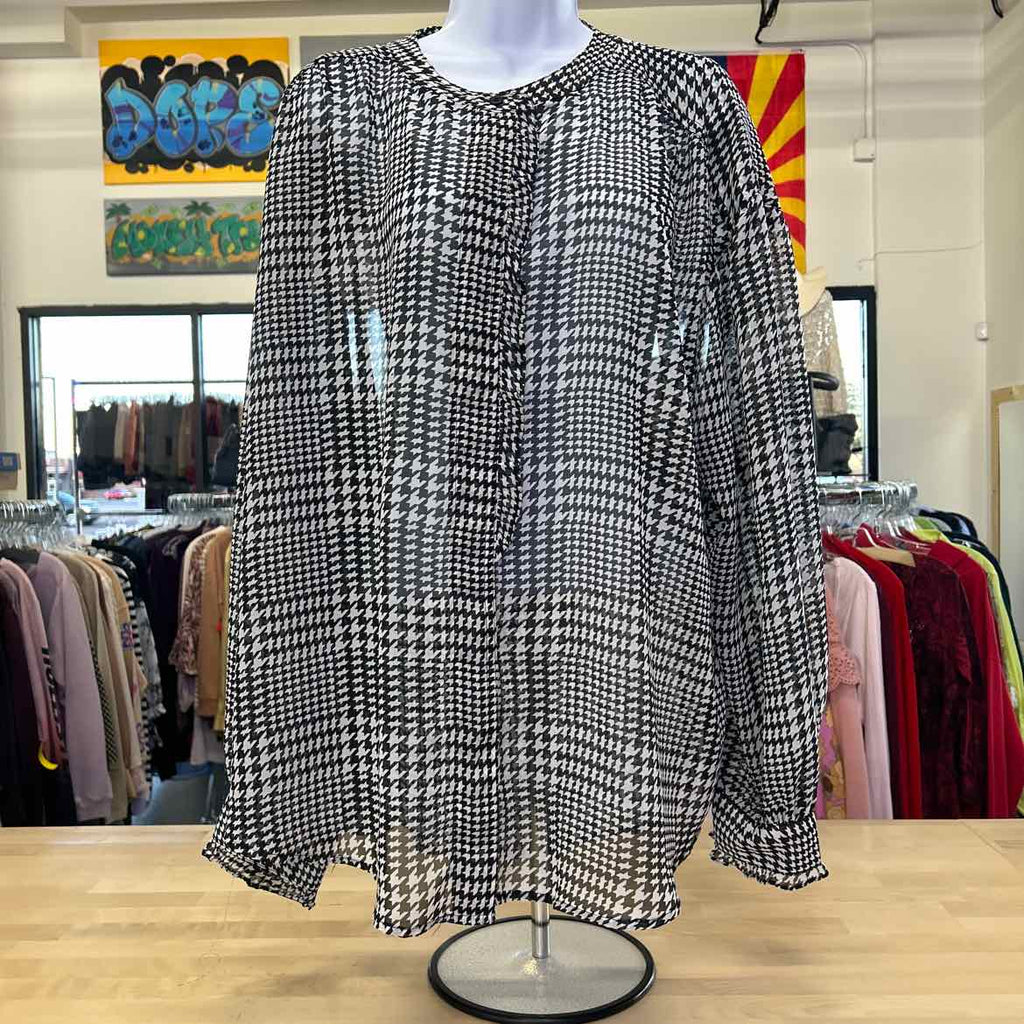 Lane Bryant Size 22 Black/White Preloved Button Down Shirt