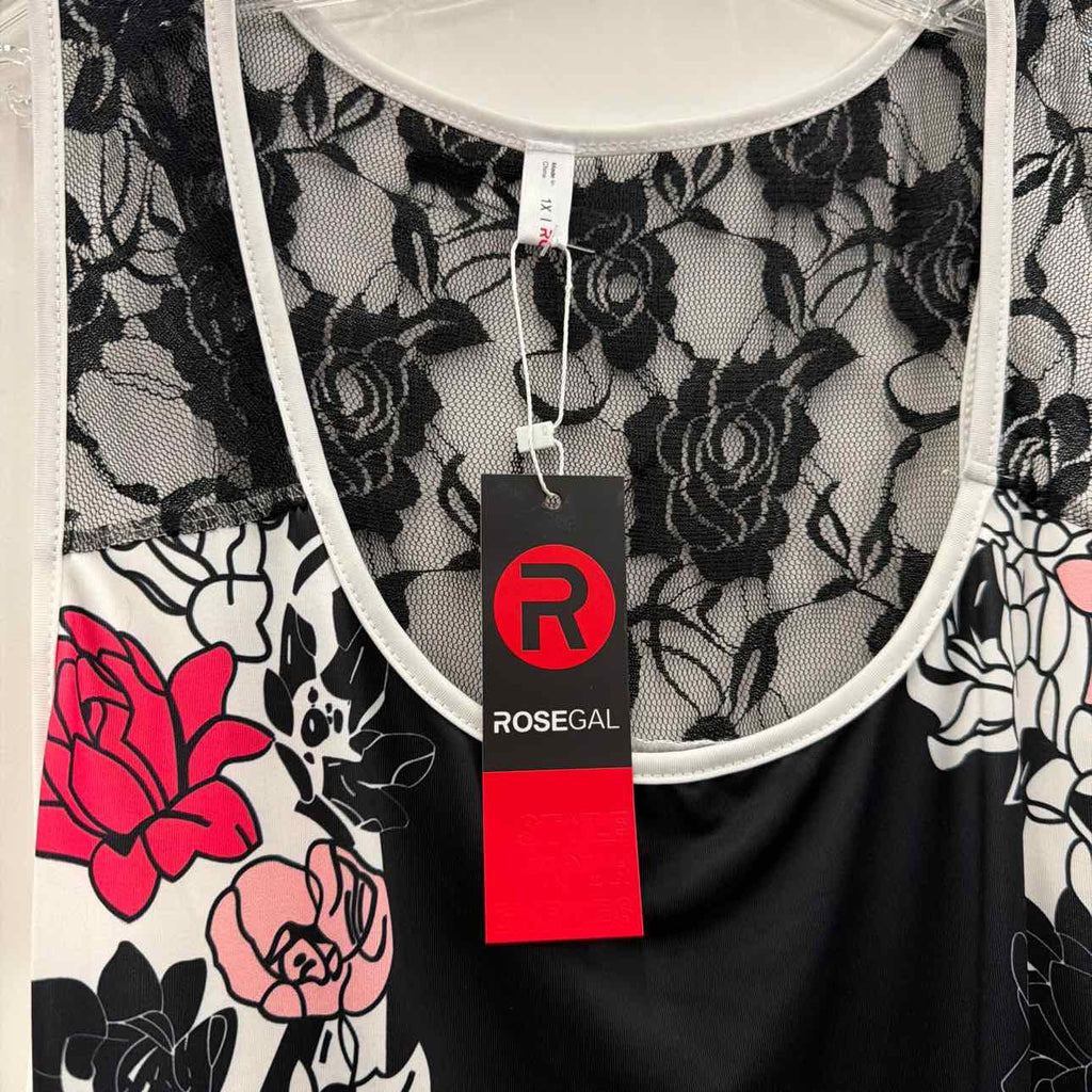 Rose Gal Size 1X Black New Tank
