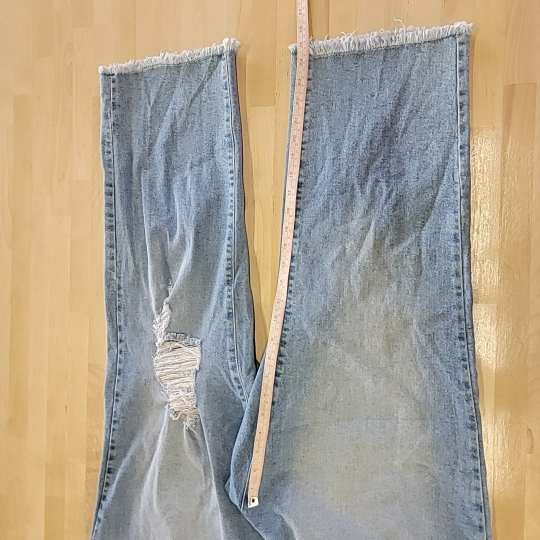 Celebrity Pink Womens High Rise Frayed Hem Straight Leg Jeans