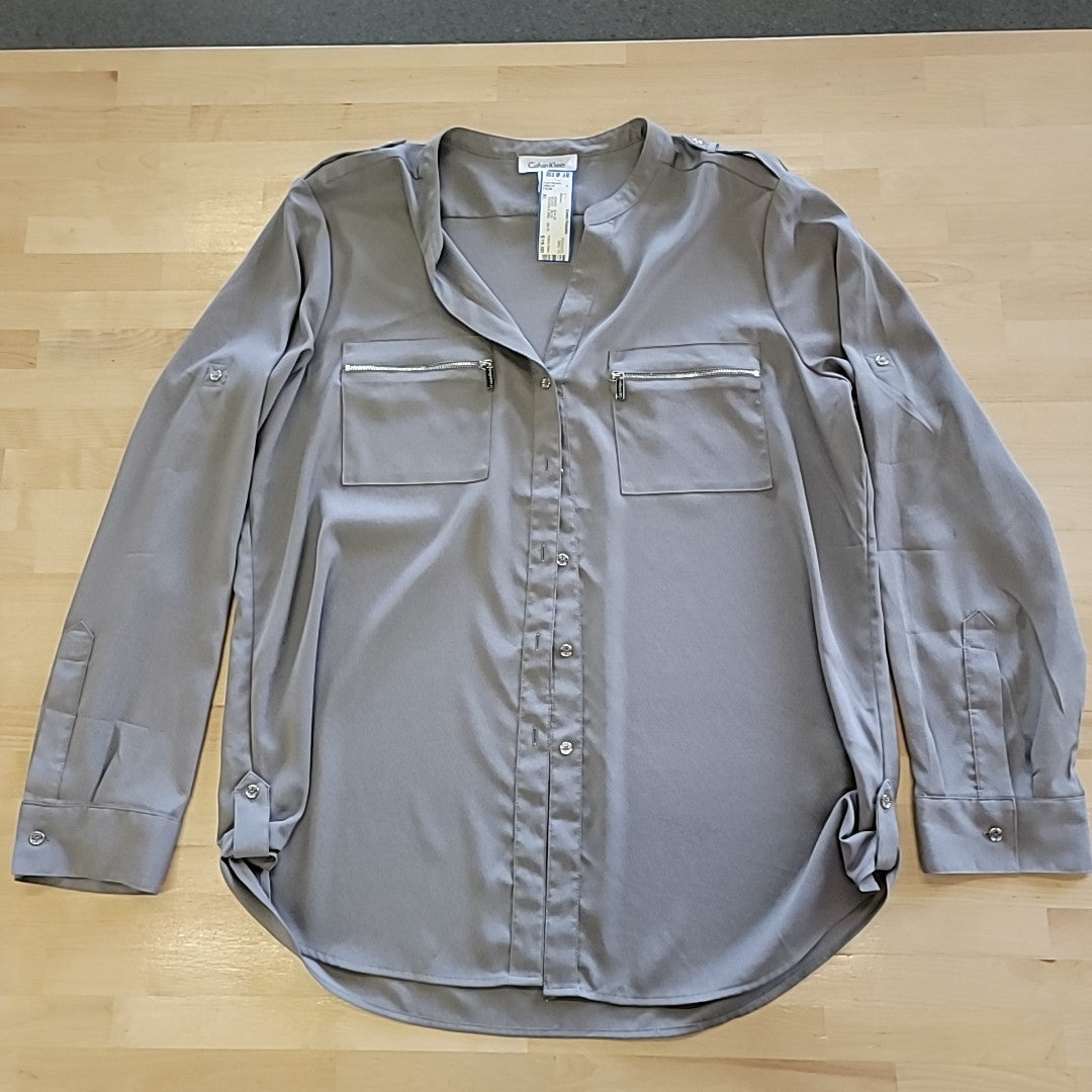 Calvin Klein Size XL Gray Blouse