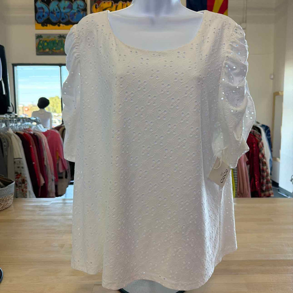 CeCe Size XL White New T-shirt