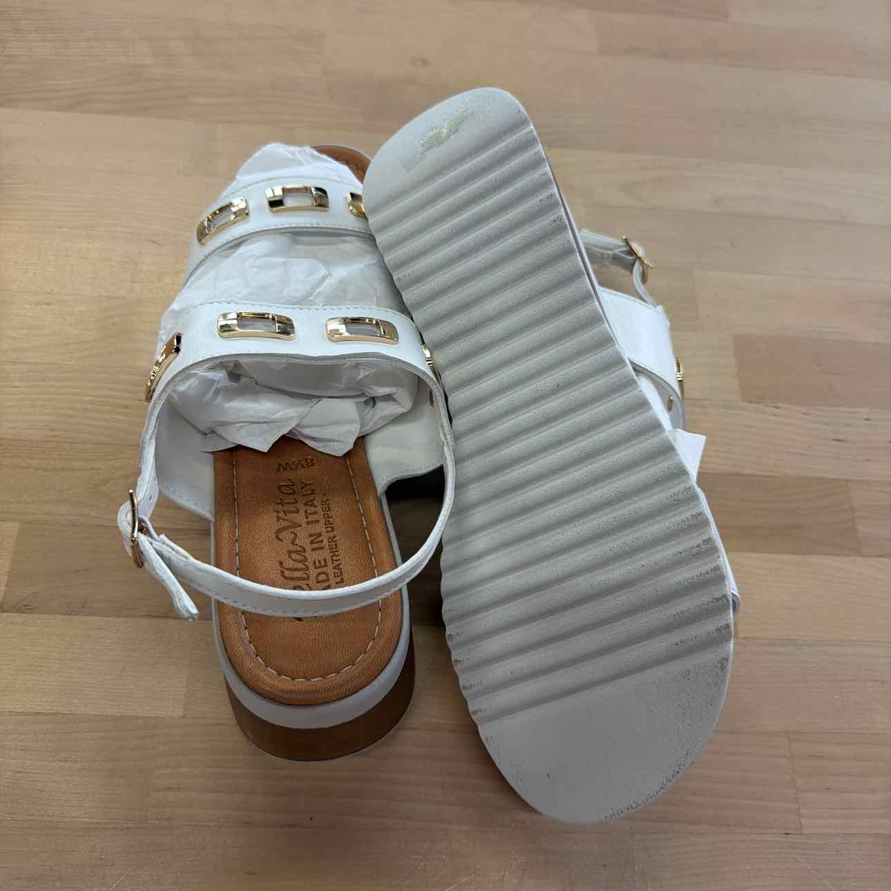 Bella Vita Women's Vic-Italy Wedge Sandals - White Leather