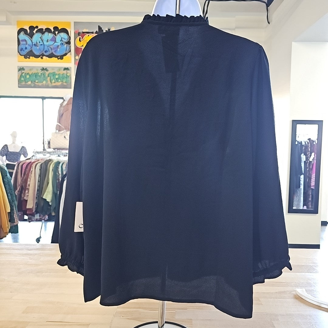 CeCe Size L Black New Long Sleeve