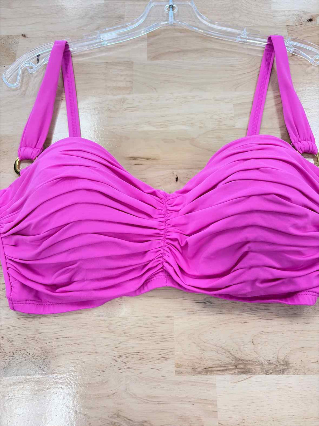 Bleu Size 34DD Shirred Bikini Top - Dahlia