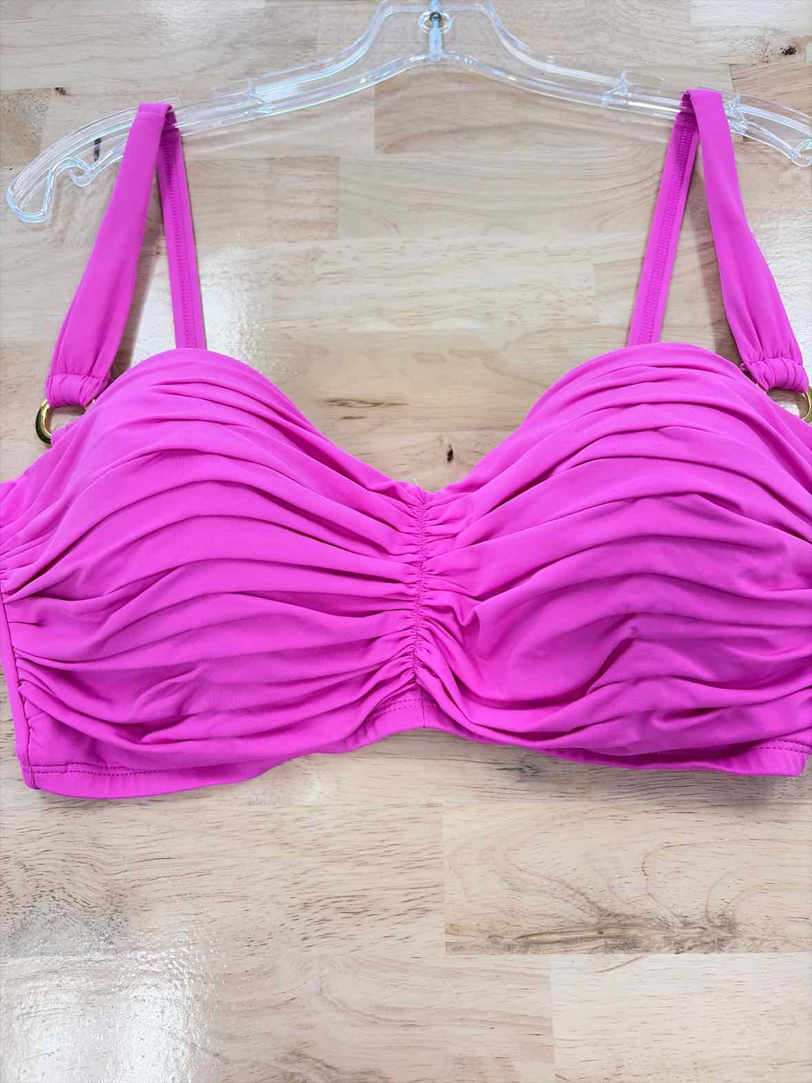 Bleu Size 34DD Shirred Bikini Top - Dahlia