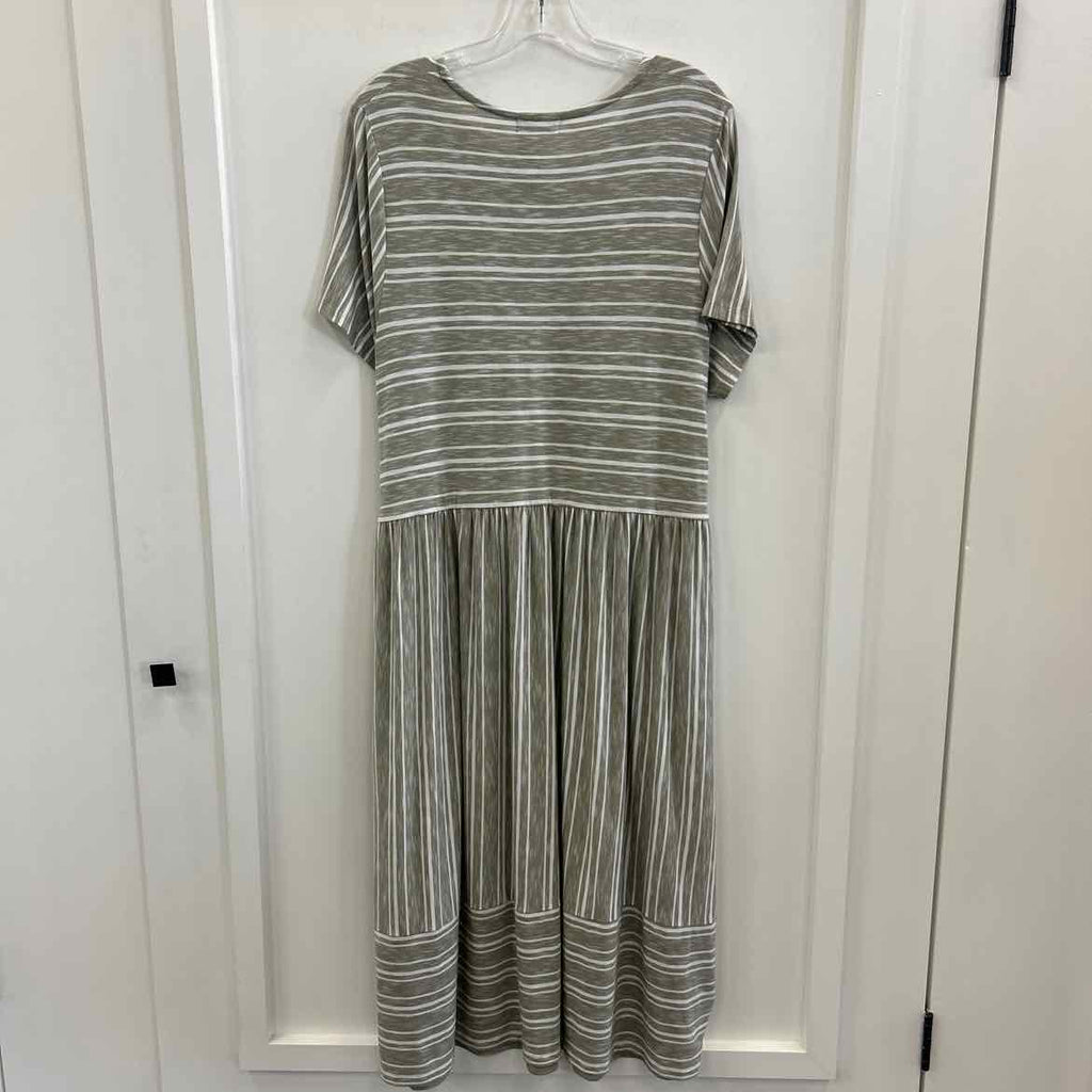 Size L White/Green viscose Poly Spandex Preloved Dress