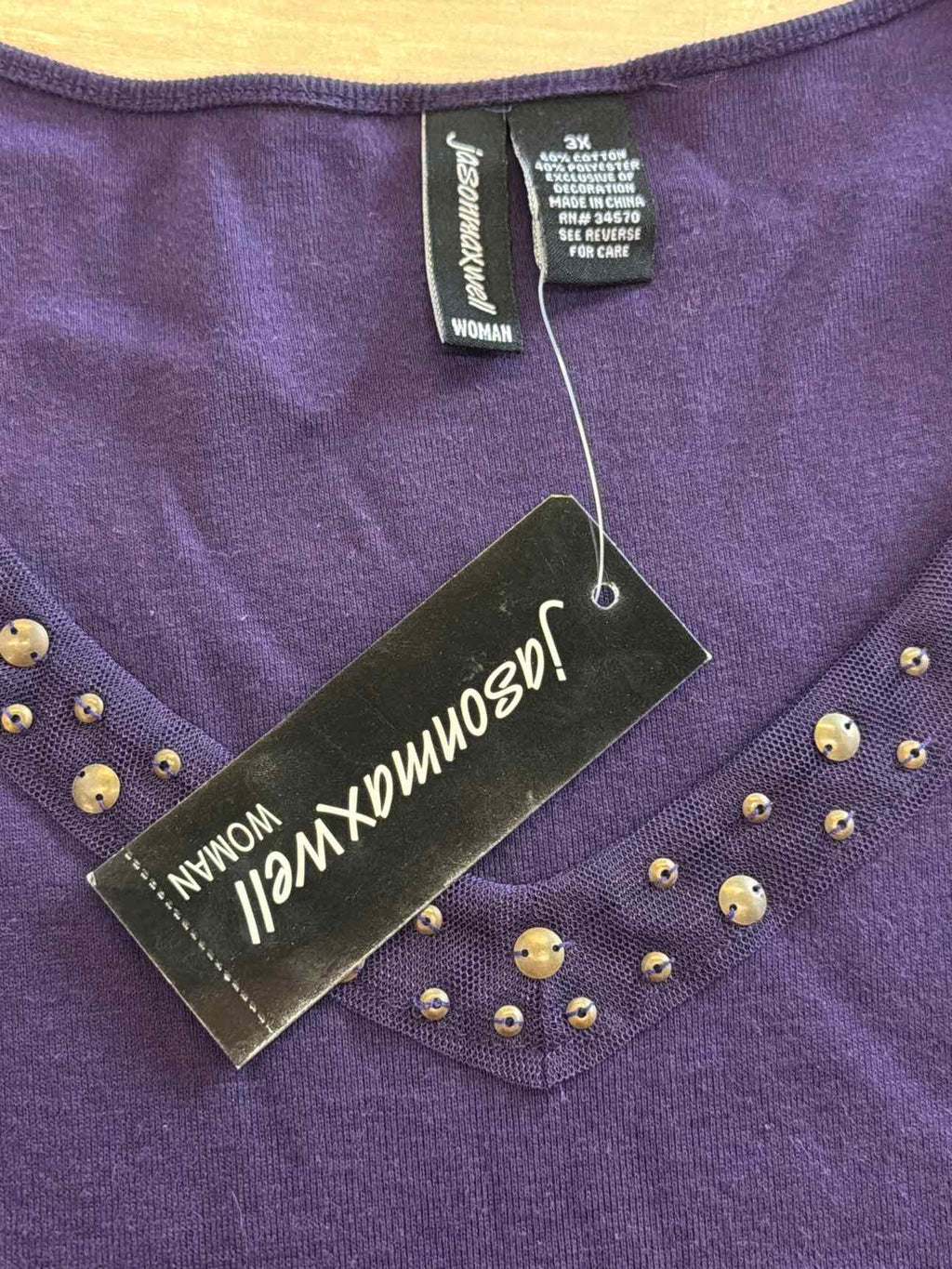 Jason Maxwell Size 3X Purple Studs Shirt