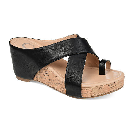 Journee Collection Shoe Size 11 Rayna Black Wedge Sandals