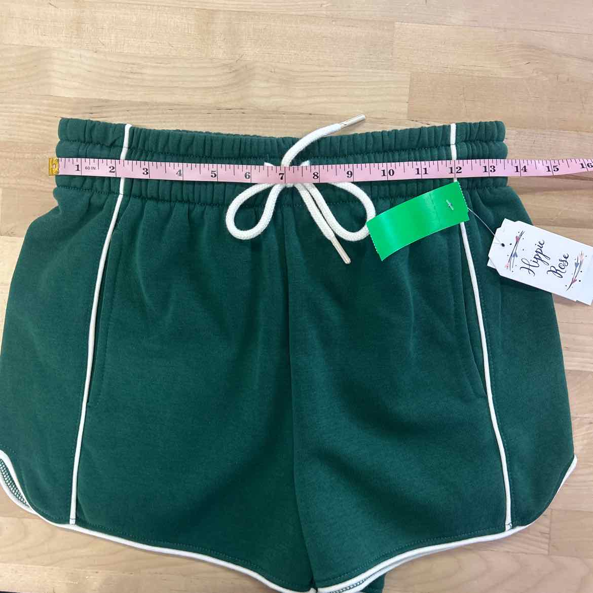 Hippie Rose Juniors' Contrast-Piped Pull-on Sweatshorts - Green - S