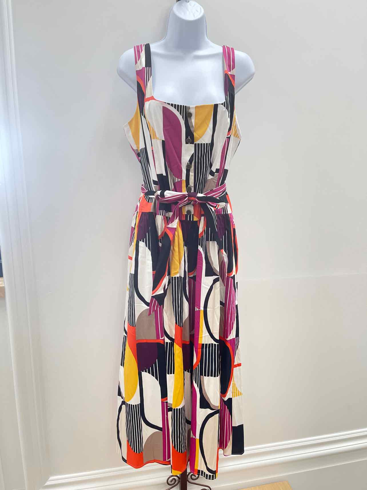 Karl Lagerfeld Paris Women's Geo-Print MIDI Dress - Cream/wine Multi