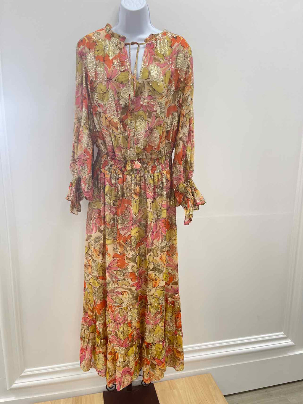 Vince Camuto Plus Size Smocked-Waist Floral Maxi Dress - Crushed Orange