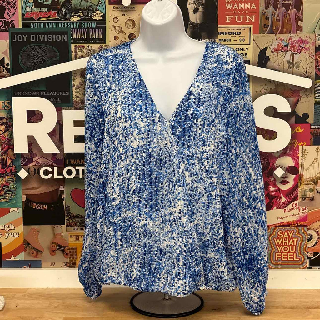 Vince Camuto Size L Ballon Sleeve Wrap Blouse
